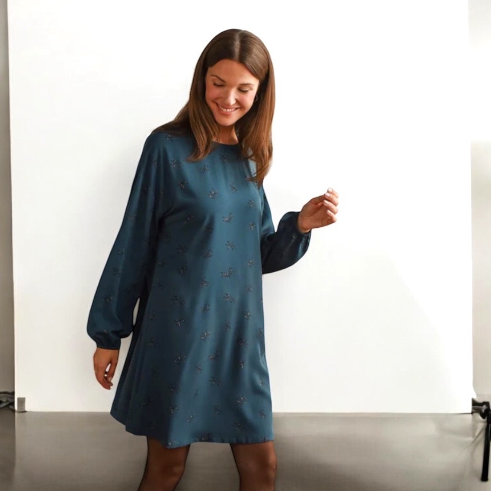 Iris Blue Drop Shoulder Dress NWOT
